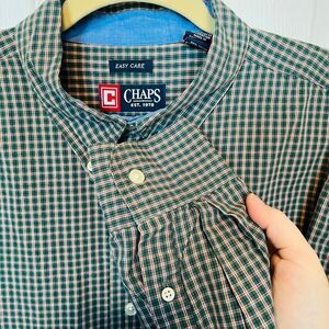CHAPS EASY CARE MEN'S XL EXTRA‎ LARGE GREEN AND RED PLAID